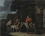 Peasants Outside An Inn by Sebastien Bourdon